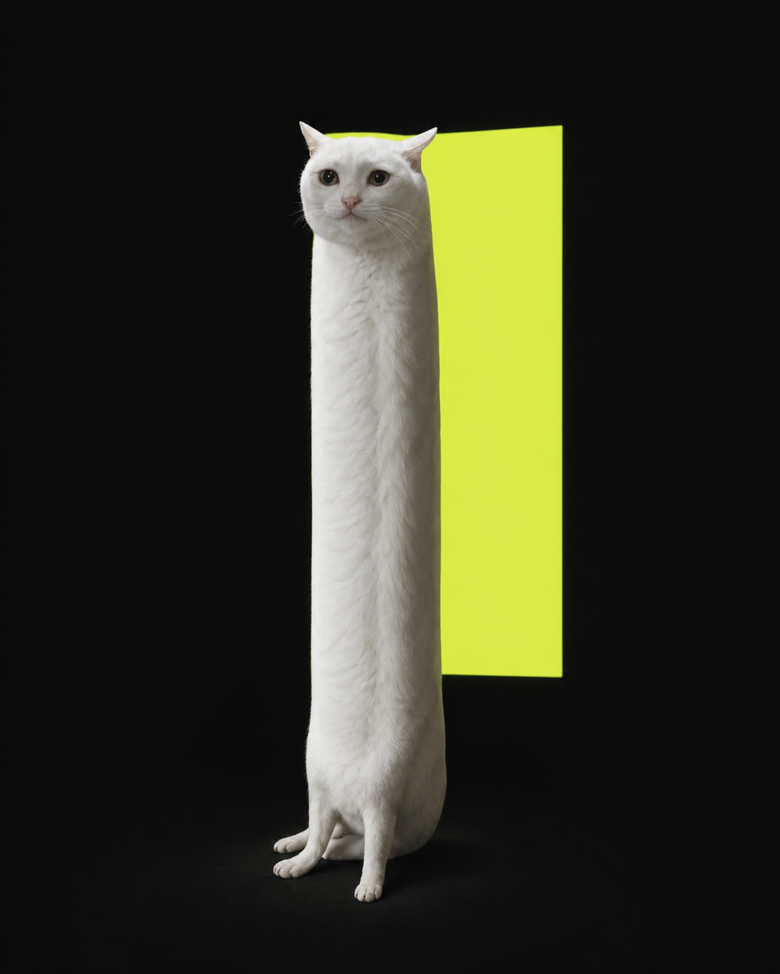 Long Cat, an extremely stretched white cat